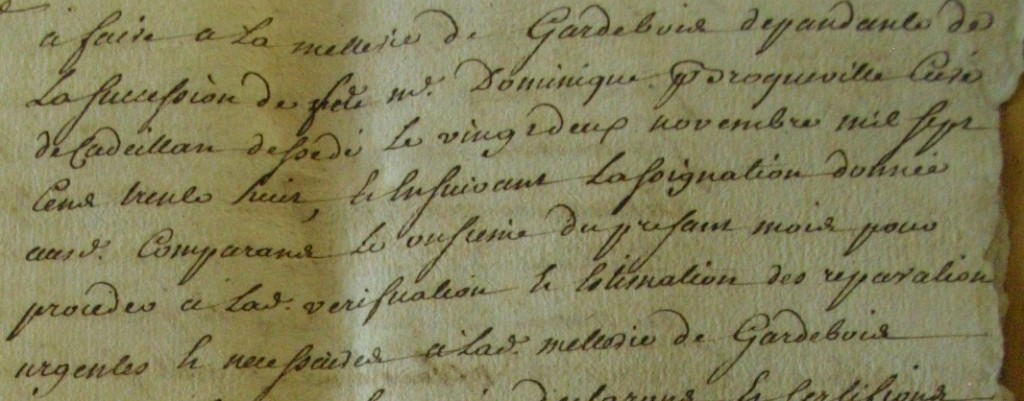 Justice royale de Mauvezin - litige entre Alexis, sieur du Garros et Jean-Baptiste, sieur de Colomé, frères (ref : 8894)