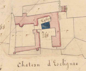 Plan Napoléonien montrant l'église d'Esclignac