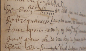 A gauche, l'écriture habituelle du notaire Ponsin et celle de droite, sa calligraphie bien ordonnée