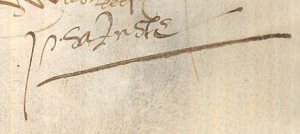 Signature de Pierre Saluste fils de Guillaume.